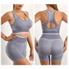 Kadınların Trailtsuits 2 Parça Yoga Kıyafetleri Kadın Egzersiz Setleri Yüksek Belli Taytlar Şortları Spor Sütun Salonu Giysileri İzleme