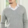 Мужские свитера 2023 Кафетки повседневная круглая шея весна и осенняя пуловер мужской жесткий вязаный свитер.