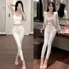 Женские джинсы корейская модная девочка белая хлопковая спандекс 2023 летние женщины выпускают талию