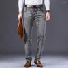 Hommes Jeans Vêtements Élastique Mince Classique Mode Affaires Décontracté Droite Régulier Denim Pantalon Gris Pantalon Mâle
