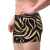 Cuecas Masculinas Elegantes Metálicas Douradas Zebra Preta Estampadas Cuecas Com Textura De Pele De Animal Cuecas Boxer Shorts Calcinha Homme Plus Size