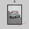 Canvas Painting Japan Car Nissan - R34 Skyline GTR V -Spec Art Vintage Print Pictures Wall Art Modern Office Home Decor Motorsport Boy Gift W06