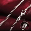 Echte kettingen 925 sterling zilver 16/18/20/22/24/26/28/30 inch 2 mm zijketting ketting voor vrouw man mode charme sieraden moeder cadeau