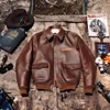 Herrenjacken Tailor Brando A2, asiatische Größe, super hohe Qualität, echtes, schweres, unbeschichtetes, dickes Leder-Bomberjacke, Vintage-Herrenjacke, 230802