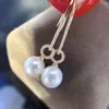 Dangle Earrings Meibapj Fashion 925 Silver Natural Freshwater Round Pearl Golden Long Chain Drop Fine Wedding Jewelry for Women