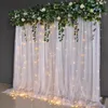 3X6M Elegatn Wedding Background Decoration Veil White Bilayer Yarn Curtain With Artificial Flower For Birthday Valentine's Day Party DIY