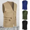 Men's Vests Men Multi-Pocket Classic Waistcoat Casual Sleeveless Jacket Plus Size Slim Fit Outerwear Male Clothes Pographer Tactical Vest 230803