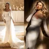 Vestidos De novia De sirena De lujo, vestidos De novia De manga larga con escote corazón, apliques hechos a medida, tren De barrido De encaje, bata De Mariee