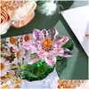 ノベルティアイテムH D 3.7pink Sparkle Crystal Hue Reflection Lotus Flower Art Glass Glass Home Decor for Feng Shui Collection Desktop Ornament DH8E0