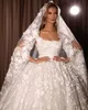 Dentelle robe de bal robe de mariée 3D Floral Appliques robes de mariée perles balayage Train robe de mariée robe de casamento