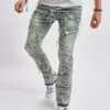 Heren Jeans Y2K Heren Streetwear Mode Ripped Hollow Out Ontwerp Rechte Denim Broek Voor Mannen Hip Hop Patchwork Slanke Jean Broek