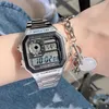 Armbanduhren Uhren Wasserdicht LCD Bunte Kaltlichtuhr Edelstahl Digital 5 Wecker Weltzeit Mode