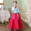 Roupas étnicas nacionais para crianças, vestido de flor Hanfu, coreano, trajes de performance de manga comprida, princesa real, vestido de dança, vestidos de cosplay retrô