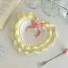 Ciotole INS Wind Bowl Plate Cute Wave Edge Bow Knot Love Dot Ceramic Lace Tableware Girl Heart Home Rice Dessert