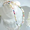 Choker Colorful Glass Bead Necklace For Women Natural Freshwater Pearl Titanium Steel Necklaces Boho Fashion Trend Party Accessories