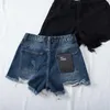 paars merk Geperforeerde Shorts Hoge Taille Ragged Edge Gewassen Oude vrouwen Hot Denim Shorts Ess vrouwelijke gescheurde jeans voor vrouwen harembroek