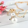 Chaînes mode mignon bonhomme de neige collier de perles femmes longue chaîne de chandail année cadeau classique pour les femmes collier