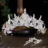 Hair Clips Wedding Tiara Crystal Flower Luxury Korean Fashion Bridal Crown Diadem Headband Accessories Headdress Head Jewelry