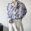 Men's Casual Shirts High Quality Tie Dyed Thin Shirt Men Summer Loose Long Sleeve Sunscreen Korean Fashiona Oversized Women's Clothing