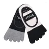 Athletic Socks Women Five Toed Silicone Yoga No-Show Cotton Patchwork Non-Slip Grip Pilates Ladies Breathable Ballet Dance Gym