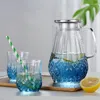 Fiaschette per l'acqua per la casa Set per l'acqua in vetro borosilicato Tazza per pentola fredda Resistente al calore Brocca per tè Brocca per fiori Diamante