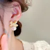 Stud Earrings Huitan Ly Designed Bow With Simulated Pearl For Women Luxury Gold Color Accessory Wedding Party Trendy Jewelry