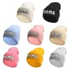 Party Hats Winter Mama Letter Mini Wool Acrylic Knitted Caps Women Solid Color Skullies Beanies Hip Hop Outdoor Warm for Girl Gift Ski Hat Q401