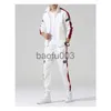 Survêtements pour hommes Dropship Patchwork Set Pria Kasual Hip Hop 2023 Gaya Korea 2 Potong Set Pakaian Pria Streetwear Olahraga Kebugaran Pria J230803