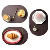Table Mats PU Oval Placemat For Dining Leather Textural Designed Non-Slip Oil Proof Water Heat Stain Resistant