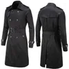 Trench da uomo 2023 Fashion Casual Primavera e autunno Abbigliamento Boutique Cappotto stile doppio petto lungo e americano europeo