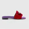 Дизайнерские сандалии G-Slipper Slide Slide Slide Women's Interllocking Cust Out The Lady шлепанцы скользит на пляже.