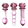 Giocattoli anali Dildo di vetro Rosa rosa a forma di fiore Vaginale anale Butt Plug Self Comfort Masturbatore Giocattoli del sesso per donna 230803