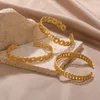 Link Armbanden Roestvrij Stalen Armband Voor Vrouwen Klassieke Goud Kleur Sieraden Holle Opening Mode Intersect Verjaardagscadeau