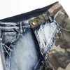 Jeans pour hommes automne hiver tendance Stretch Camouflage couture mince taille moyenne moto mode vêtements de rue 230803