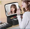 مرايا مضغوطة LED HD Mirror Makeup Box Cosmetic تنظيم حقيبة مكياج للنساء حقائب اليد الذكية LED LED مرآة التجميل التجميل X0803