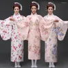 الملابس العرقية الملابس اليابانية النساء كيمونو رداء خمر بوتيك 2023 آسيوي الشارع الشارع من أجل اللون الوردي