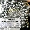 Autres fournitures de fête d'événement 137 pièces argent Disco feuille ballons guirlande arc Chrome métal Globos mariage anniversaire décoration rétro années 80 décor 230802