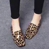 Dress Shoes Women's Square Toe Single 2023 Summer Metal Button Leopard Heeled For Women Retro Shallow Slip On Ladies Pumps