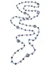 Pendentifs 6mm Lapis Lazuli Long Collier 12mm Pièce Noire Perle Cristaux Bleus FoLisaUnique Tendance Bijoux Pour Femmes Fille Cadeau 50 Pouces
