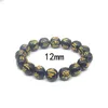 Strand Advanced 12 mm Obsidian-Imitation, vergoldet, Mantra-Armband mit sechs Charakteren, Handschnur, Buddha-Perlen für Männer und Frauen