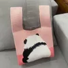 Marsupi Cartoon Cute Panda Flower Borsa a tracolla lavorata a maglia Borsa da polso portatile versatile per le donne