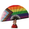 Ventiladores dobráveis arco-íris LGBT Ventilador de mão colorido para mulheres, homens, decoração de festa, festival de música, eventos, dança, rave, suprimentos