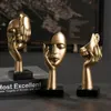 Objets décoratifs Figurines Nordic Vintage Silence Is Gold Statue Résine Penseur Sculptures Home Decor Artisanat Bureau Art Moderne Estatua 230802