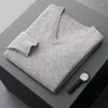 Herrtröjor merino ull tröja vinter casual v-ringning långärmad high-end kashmir stickad pullover jacka