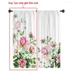 Curtain American Style Printed Curtains For Window Half Blackout Plant Kitchen Short Drapes Living Room Knitted Fabric