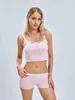 Survêtements pour femmes été 2 pièces pyjamas ensembles sans manches dentelle garniture caraco taille basse Shorts