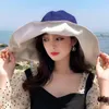 Chapéus de aba larga femininos embaláveis reversíveis chapéu de sol verão praia boné feminino estiloso