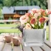 Vaser glas vas ribbad blommig växtflaska blomma potten nordisk kreativ hydroponisk terrarium arrangemang interiör dekorationer