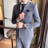 Men's Suits 2023 Suit For Men (suit Vest Trousers) British Handsome Business Casual Slim Groom Groomsmen Wedding Three Pieces Set