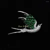 Brooches Flying Bird Brooch Women Setting Green Super-shimmering Zircon Suit Jacket Accessories Banquet Party Jewelry Exquisite Gifts